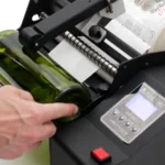 Wine bottle semi-automatic label applicator