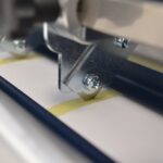Slitter blade cutting liner - LT5C inline label rewinder and slitter for narrow label rolls