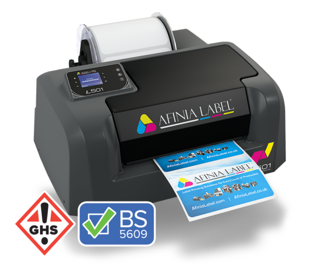 BS5609 GHS compliant L501 durable color label printer from Afinia Label