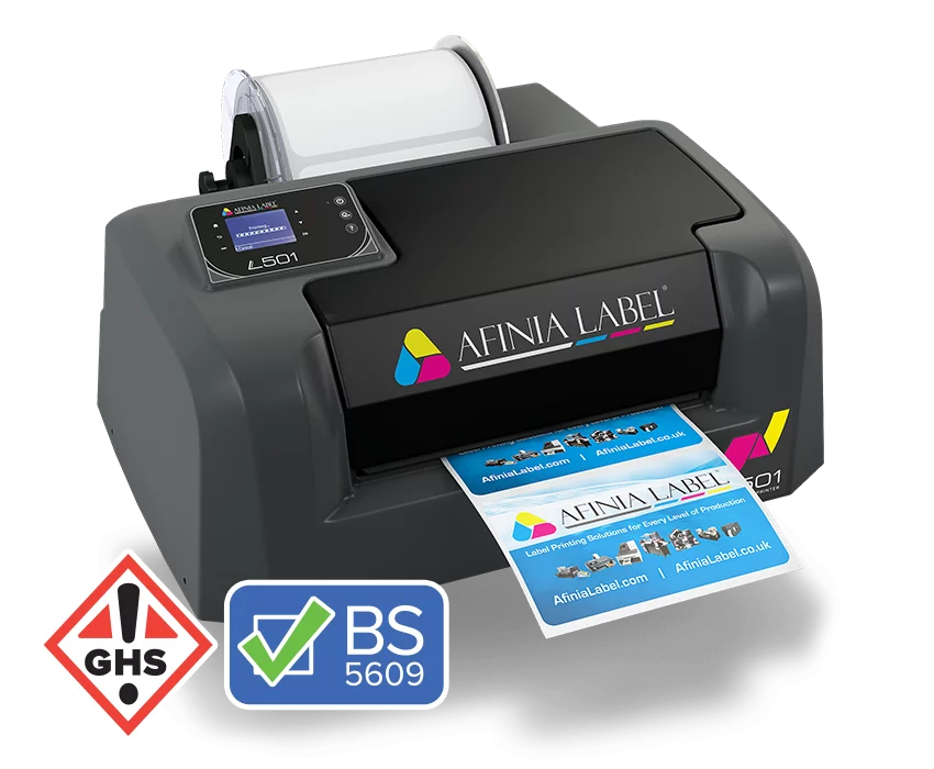 BS5609 GHS compliant L501 durable color label printer from Afinia Label