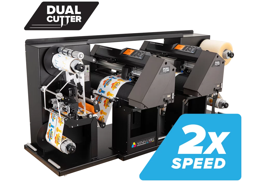 2x speed custom label shape cutting Afinia Label DLF Dual Plotter Finisher