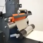 Label paper path input side for LT5C inline label rewinder and slitter for narrow label rolls