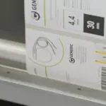 Closeup of X350 printed label as it is inspected by the Inspectra In-Line Vision Inspection System