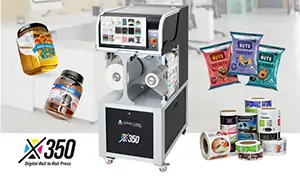 X350 digital roll to roll press for printing labels in house