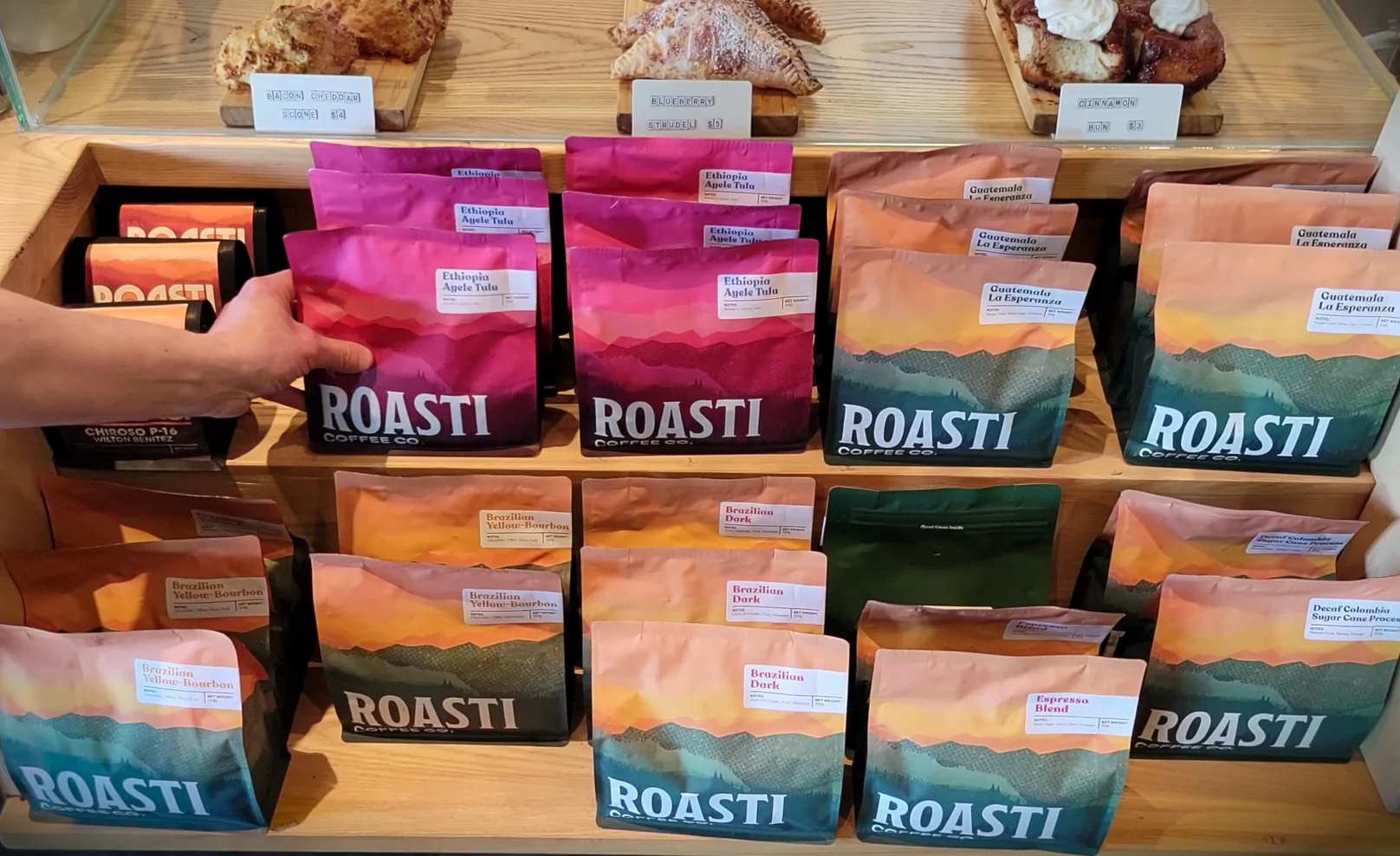Coffee Roaster Roasti case study labeled bags